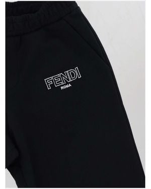 Fendi Cotton Logo Trousers Trousers - Black