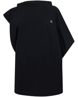 Vivienne Westwood Asymmetric Cotton T-Shirt Blouses - Black