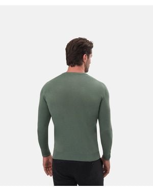 Larusmiani Silk And Cotton Crew Neck Cap Martin Basic Light Kintwear - Green