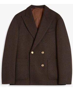 Doppiaa Aanversa Wool Double-Breasted Jacket - Brown