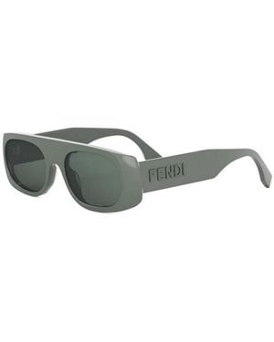 Fendi Sunglasses Rectangle Full Rim, Shiny Frame And Lens Fe40169I96N - Green