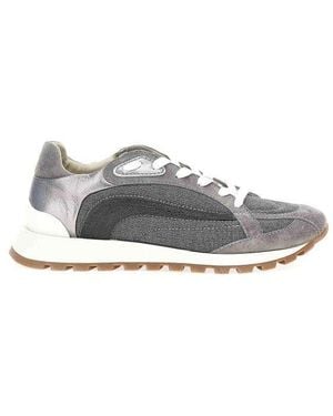 Brunello Cucinelli Medium Wool Mixed Material Trainer - White