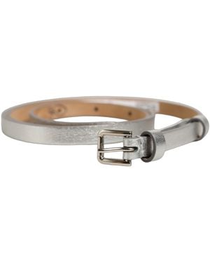 Dolce & Gabbana Metallic Leather Square Buckle Belt - Gray