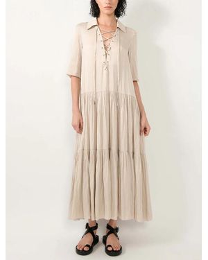 Barbara Bui Barbara Bui Lace-Up Tiered Dress — Cream - Natural