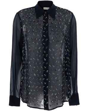 Dries Van Noten Shirt With Crystal Application Viscose Blouses - Black