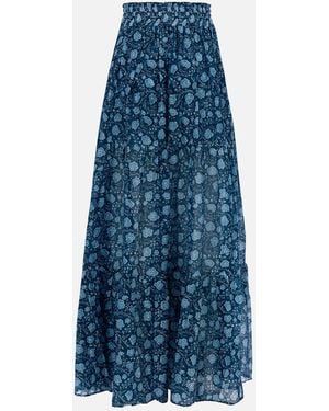 MC2 Saint Barth Cheyenne Batik Cotton And Silk Skirt - Blue
