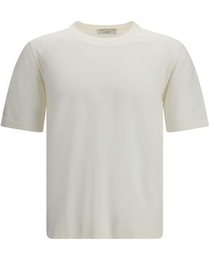 Piacenza Cashmere Short-Sleeve Crewneck Jumper Cotton T-Shirts - White