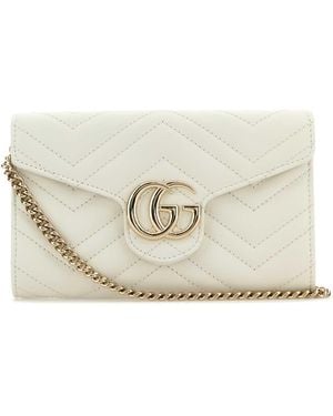 Gucci Leather Gg Marmont Wallet - White