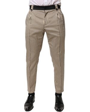 Dolce & Gabbana Striped Button Closure Trousers - Grey
