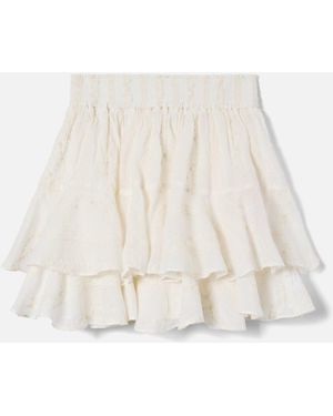 MC2 Saint Barth Eivissa Short Ramie Skirt With Embroidery - White