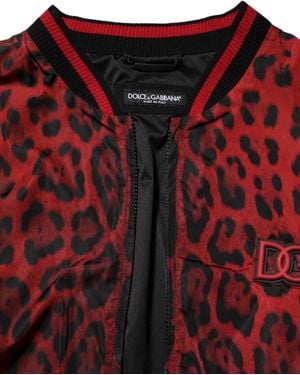 Dolce & Gabbana Leopard Print Full Zip Bomber Jacket Clothing - Red