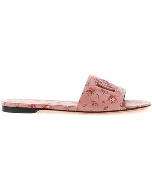 Dolce & Gabbana Leather Slides - Pink