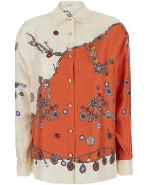 Versace Shirt Silk Blouses - Orange