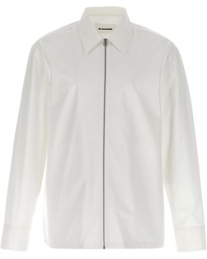 Jil Sander Cotton Gabardine Zip Shirt - White