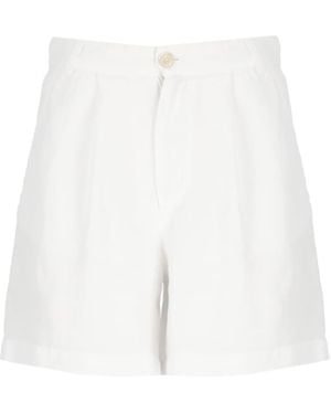 120% Lino Linen Bermuda Shorts - White