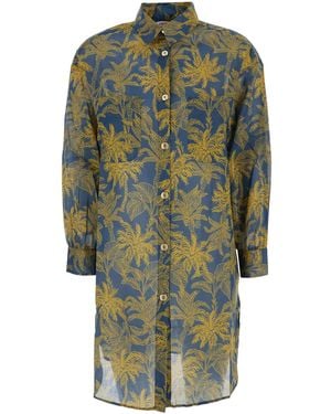 Eres 'Exotisme' Shirt With Classic Collar And All-Over Prin - Green