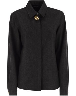 Fabiana Filippi Virgin Wool Shirt With Houndstooth Detail - Black