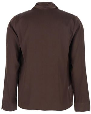 Le Plain V-Neck Dress - Brown