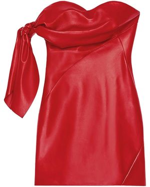 Givenchy Leather Bustier Dress With Bow Detail - Red