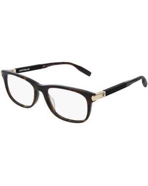 Montblanc Eyeglasses Square Full Rim, Havana Frame And Clear Demo Lens Mb0036O003 - Brown