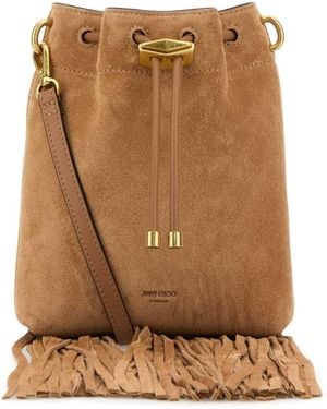 Jimmy Choo Camel Suede Bon Bon Bucket Bag - Brown