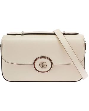 Gucci Petite Gg Mini Shoulder Bag With Double G Detail - Natural