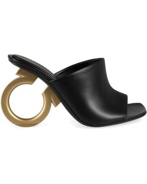 Ferragamo Astro Leather Mules Lamb - Black
