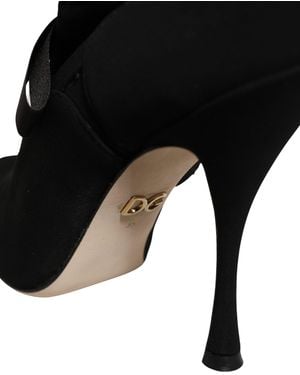 Dolce & Gabbana Stiletto Heels Mid Calf Boots Shoes Elastane Viscose - Black