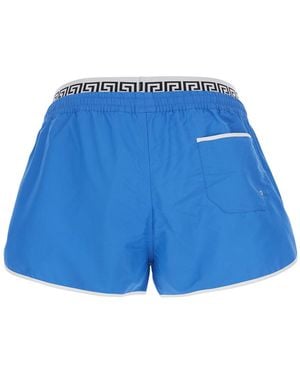 Versace Swim Shorts Tech Fabric Polyester Beachwear - Blue