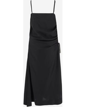 Carven Silk Lingerie Dress With Draping - Black