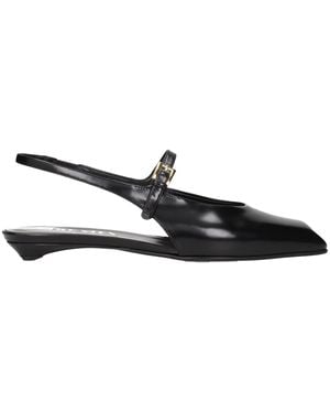 Prada Leather Flat Sandals - Black