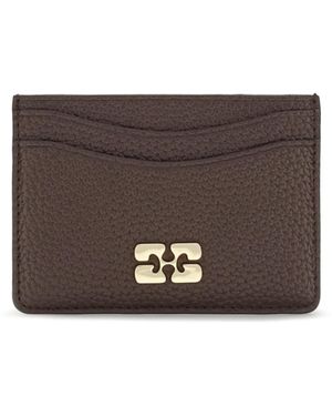 Ganni Textured Faux Leather Card Holder Wallet - White