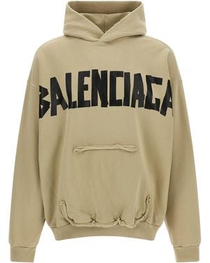 Balenciaga Ripped Pocket Tape Type Hoodie - Grey