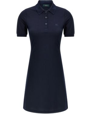 Courreges A-Line Piqué Cotton Polo Dress - Blue