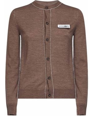 MM6 by Maison Margiela Light Wool Blend Cardigan With Contrasting Trims - Brown