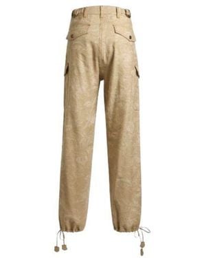 Etro Cotton And Linen Blend Denim Cargo Jeans With All-Over Jacquard Floral Pattern - Natural