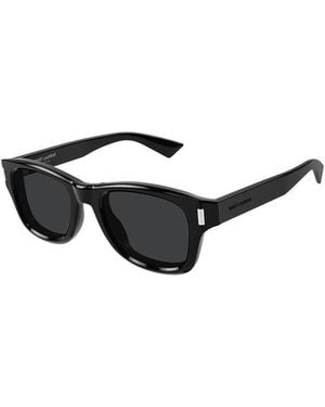 Saint Laurent Sunglasses Square Full Rim, Shiny Frame And Lens Sl801001 - Black