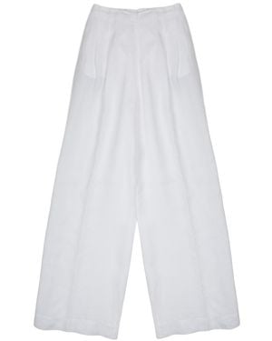 120% Lino 120% Lino 100% Linen Trousers - White