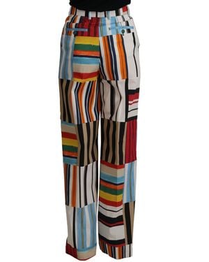 Dolce & Gabbana Elegant High Waist Striped Trousers - Black
