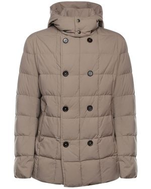 Fay Double-Breasted Down Jacket With Hood - Gray
