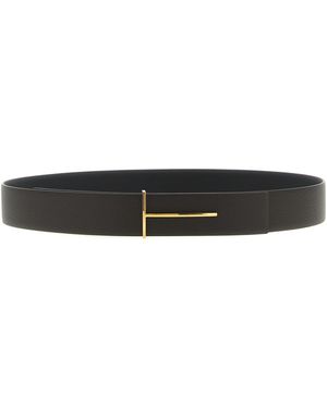 Tom Ford 'Slim T' Reversible Belt - Black