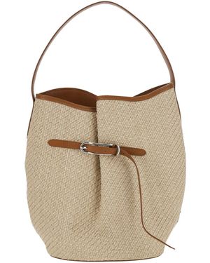 Liffner Shoulder Bag Belted Bucket Large Raffia - Natural