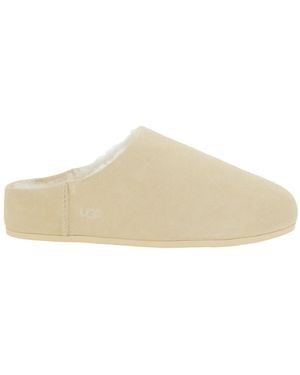 UGG Mules With Logo Lettering And Shearling Lining Leather - Natural