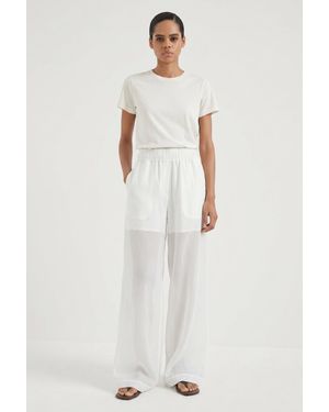 Brunello Cucinelli Wide Leg Cotton Trousers - White