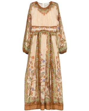 Zimmermann Indra Cotton And Silk Long Dress - Natural
