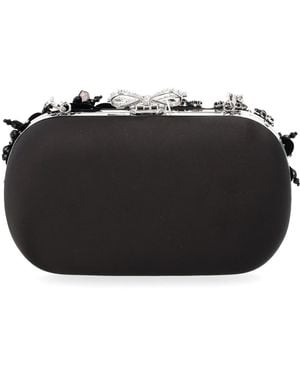Self-Portrait Clutch Bag Floral Crystal Polyester Elastane - Black