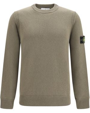 Stone Island Lambwool Stand Collar Jumper - Green