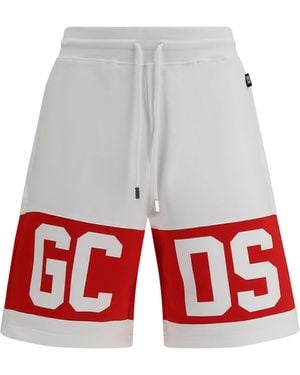 Gcds Band Logo Sweat Shorts Cotton Bermuda - White