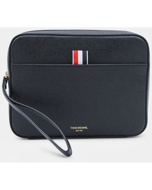 Thom Browne Leather Messenger Bag - Black