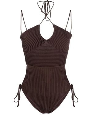 ANDREADAMO Cut-Out Knitted Bodysuit - Brown